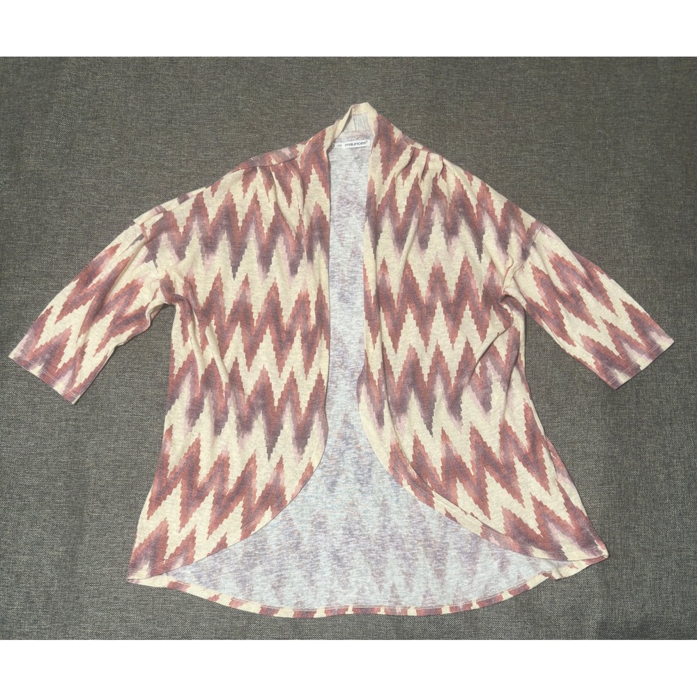 Maurices Womens 2 Cardigan Chevron Open Front Knit 3/4 Sleeve